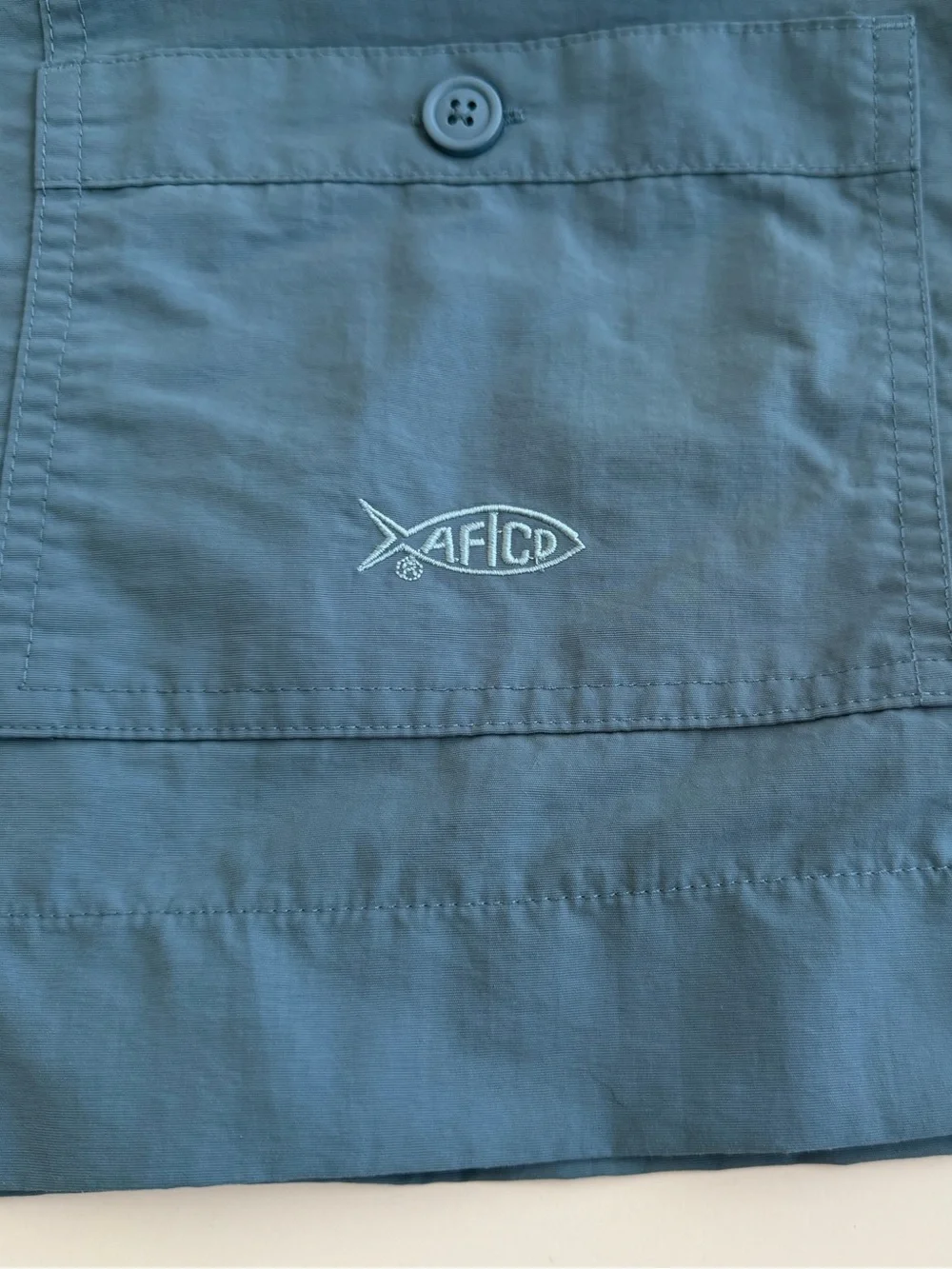 AFTCO Fishing Shorts Men Size 42 Blue Nylon Cargo Multi Pockets Utility Stretch